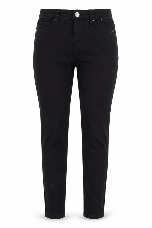 Front view of Denim & Co. women’s black skinny jeans, size UK 6, 32-inch leg