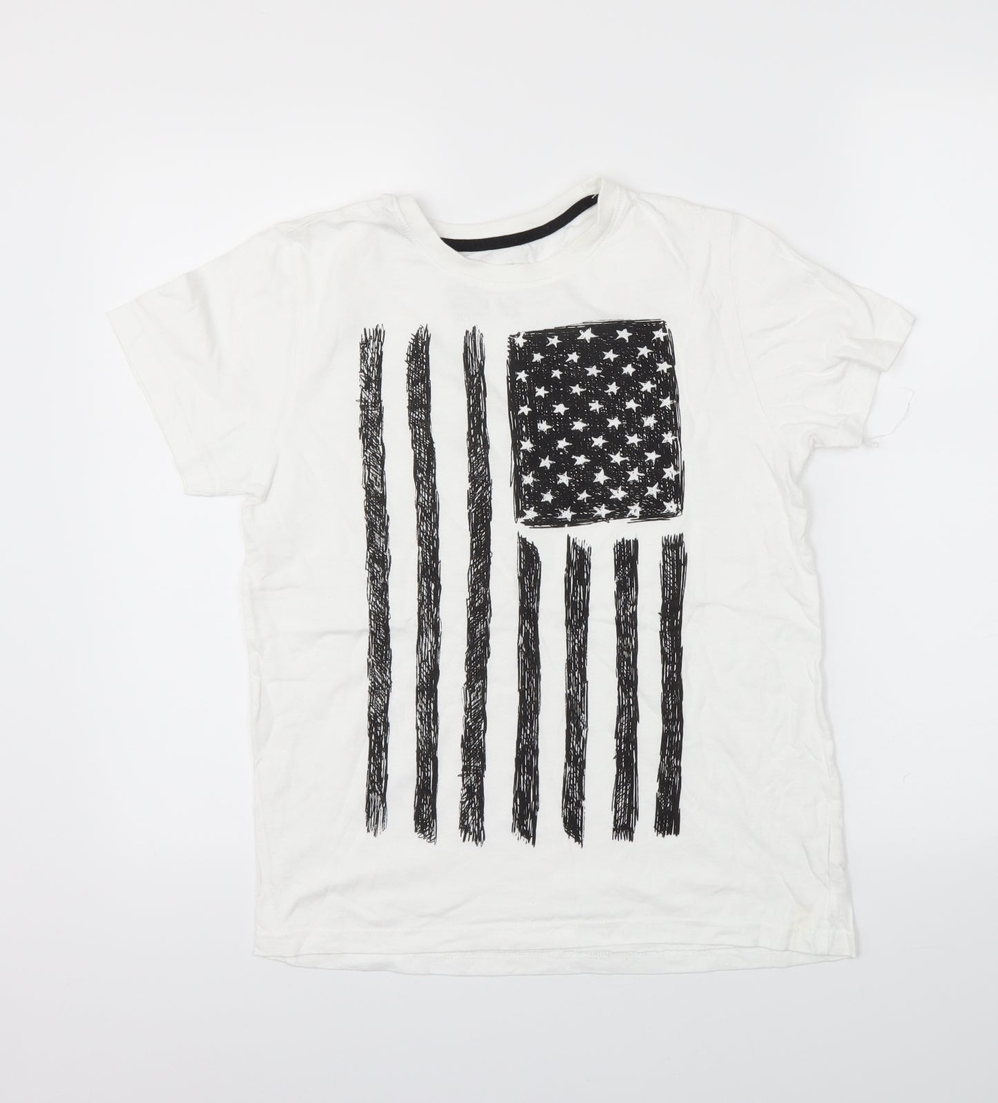 Primark Boys White   Jersey T-Shirt Size 10 Years