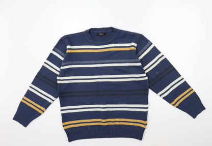 AFM Mens Blue Striped  Pullover Jumper Size M