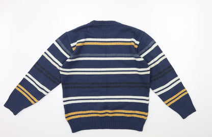 AFM Mens Blue Striped  Pullover Jumper Size M
