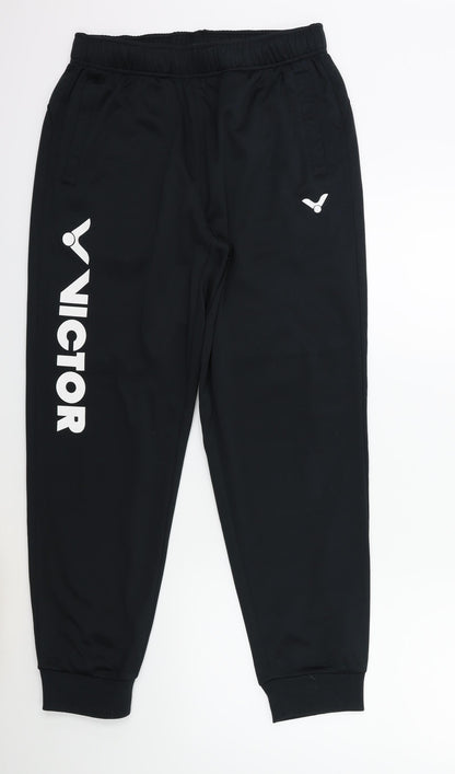 Mens UK Size M VICTOR Regular Fit Sweatpants Black Trousers
