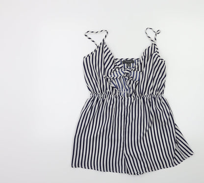 Primark Womens Black Striped  Playsuit One-Piece Size 10