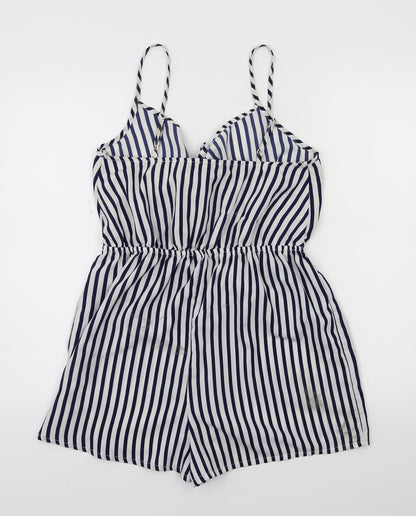 Primark Womens Black Striped  Playsuit One-Piece Size 10