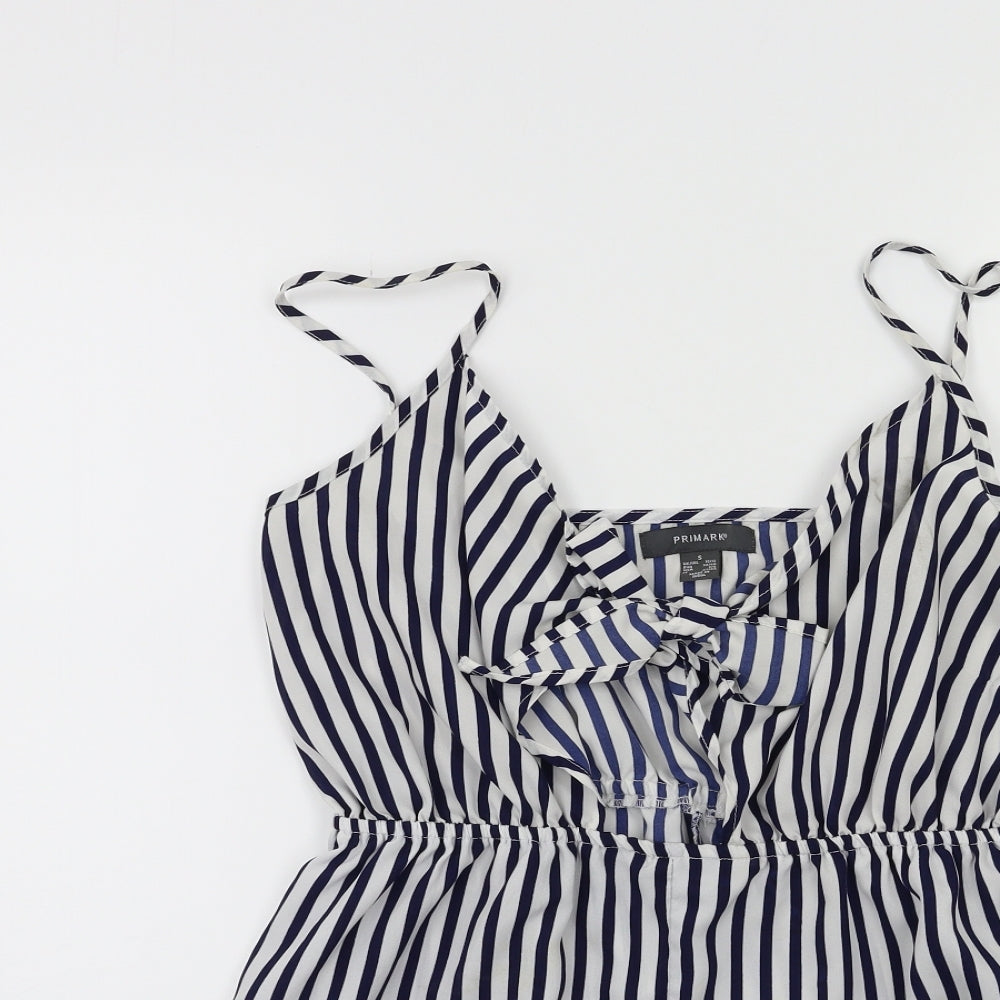 Primark Womens Black Striped  Playsuit One-Piece Size 10