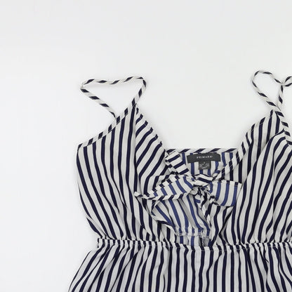 Primark Womens Black Striped  Playsuit One-Piece Size 10