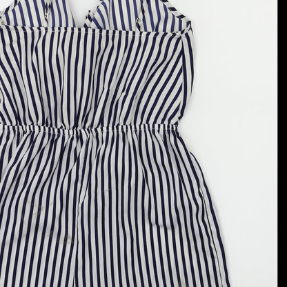 Primark Womens Black Striped  Playsuit One-Piece Size 10