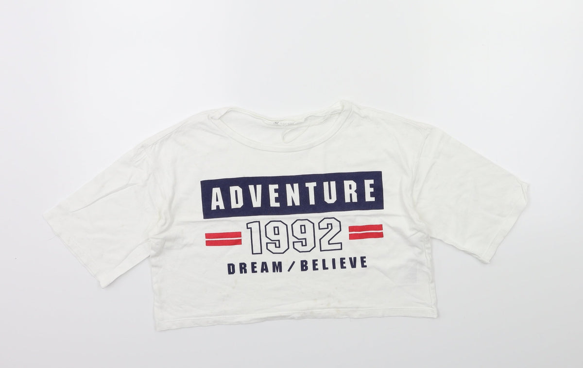 Additional front view of H&M girls’ white basic t-shirt, size 9-10, years