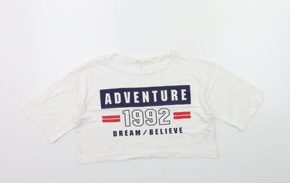 Additional front view of H&M girls’ white basic t-shirt, size 9-10, years
