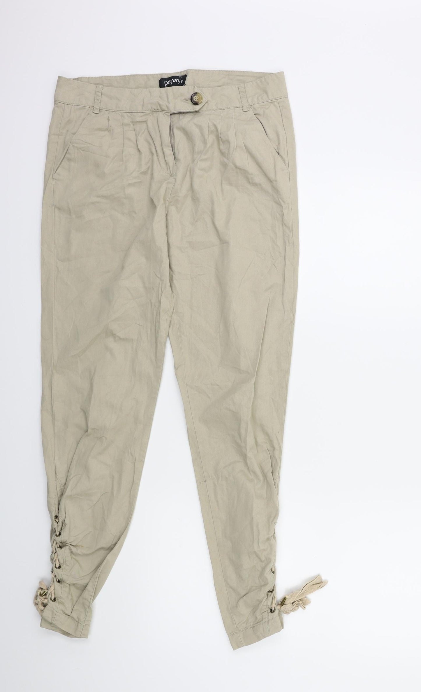 Womens UK Size 10 Papaya Regular Fit  Beige Trousers