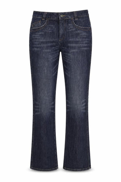 Front view of Love jeans women’s blue denim straight jeans, size UK 36, in, 30-inch leg