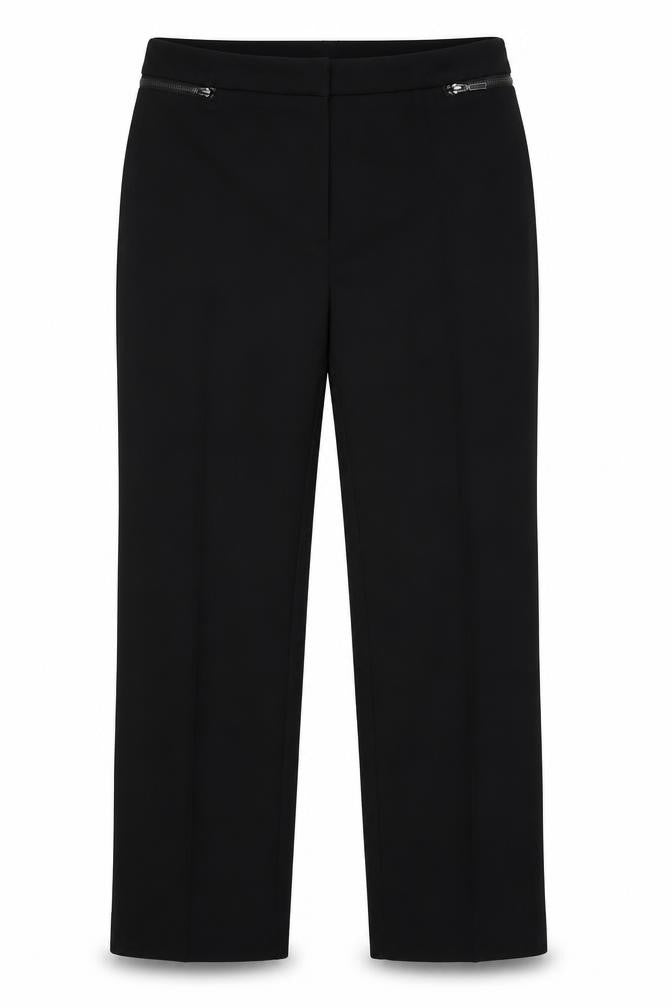 Front view of Marks & Spencer women’s black trousers, size UK 34, in, 27-inch leg