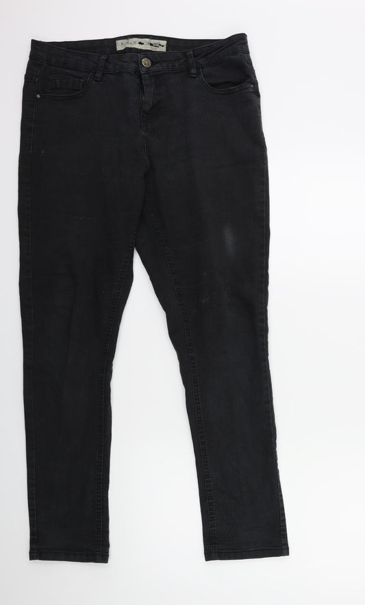 Denim & Co. Womens Black  Denim Straight Jeans Size 14 L28 in