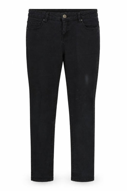 Front view of Denim & Co. women’s black denim straight jeans, size UK 14, 28-inch leg
