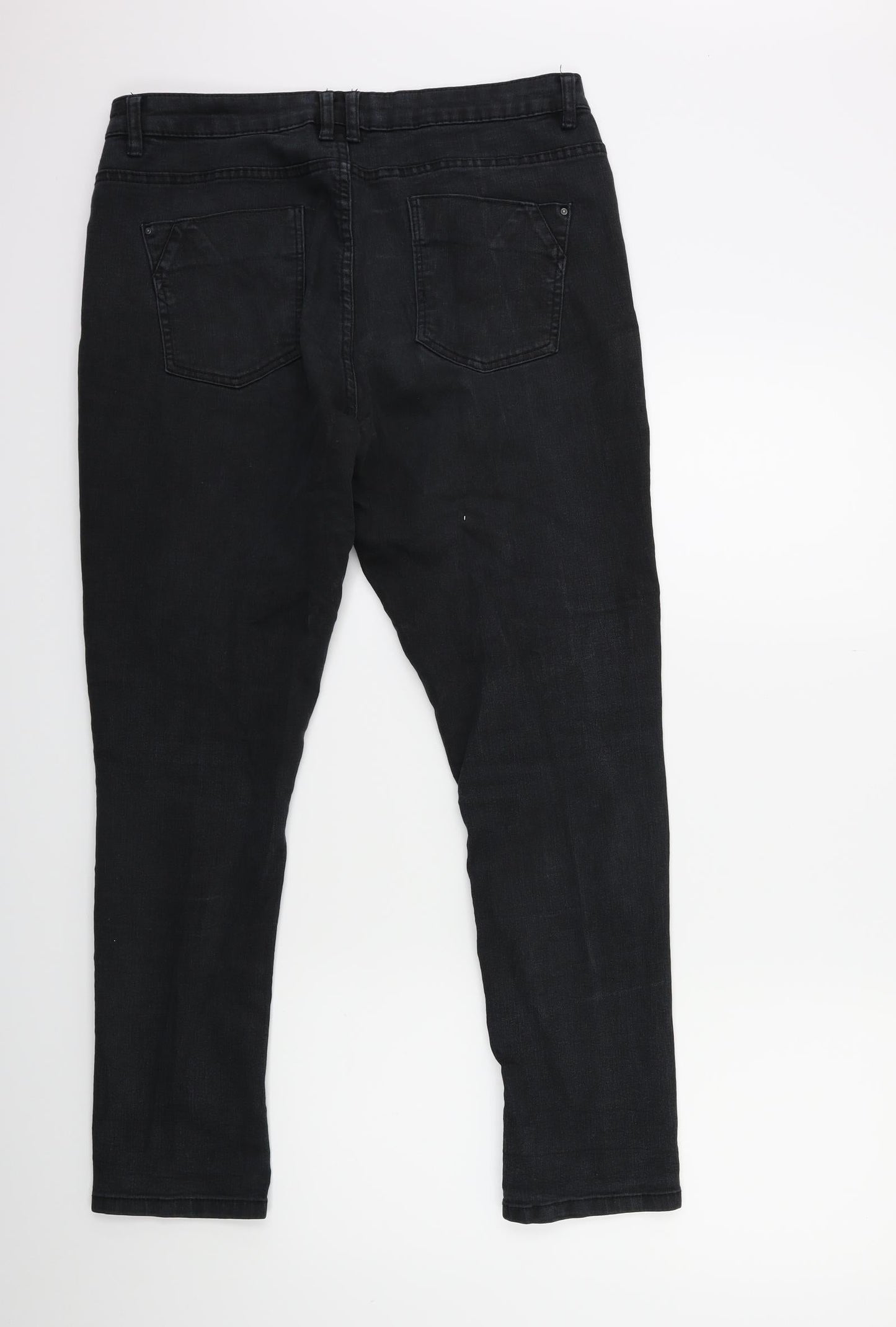Denim & Co. Womens Black  Denim Straight Jeans Size 14 L28 in