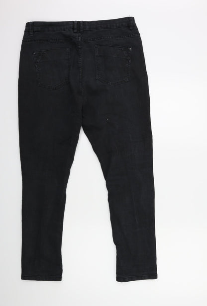 Denim & Co. Womens Black  Denim Straight Jeans Size 14 L28 in