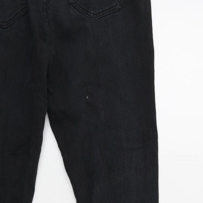 Denim & Co. Womens Black  Denim Straight Jeans Size 14 L28 in