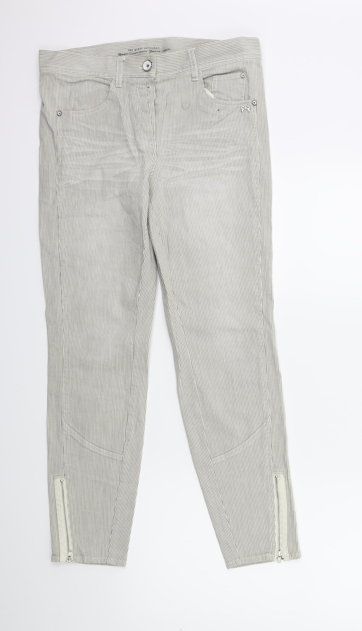 Womens UK Size 12 Preworn Regular Fit Straight Beige Jeans