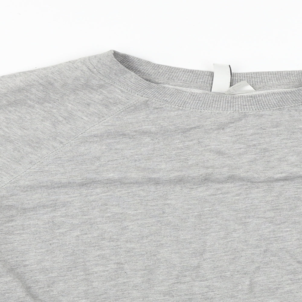 Close-up detail of H&M women’s grey jumper, size S
