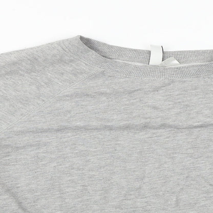 Close-up detail of H&M women’s grey jumper, size S