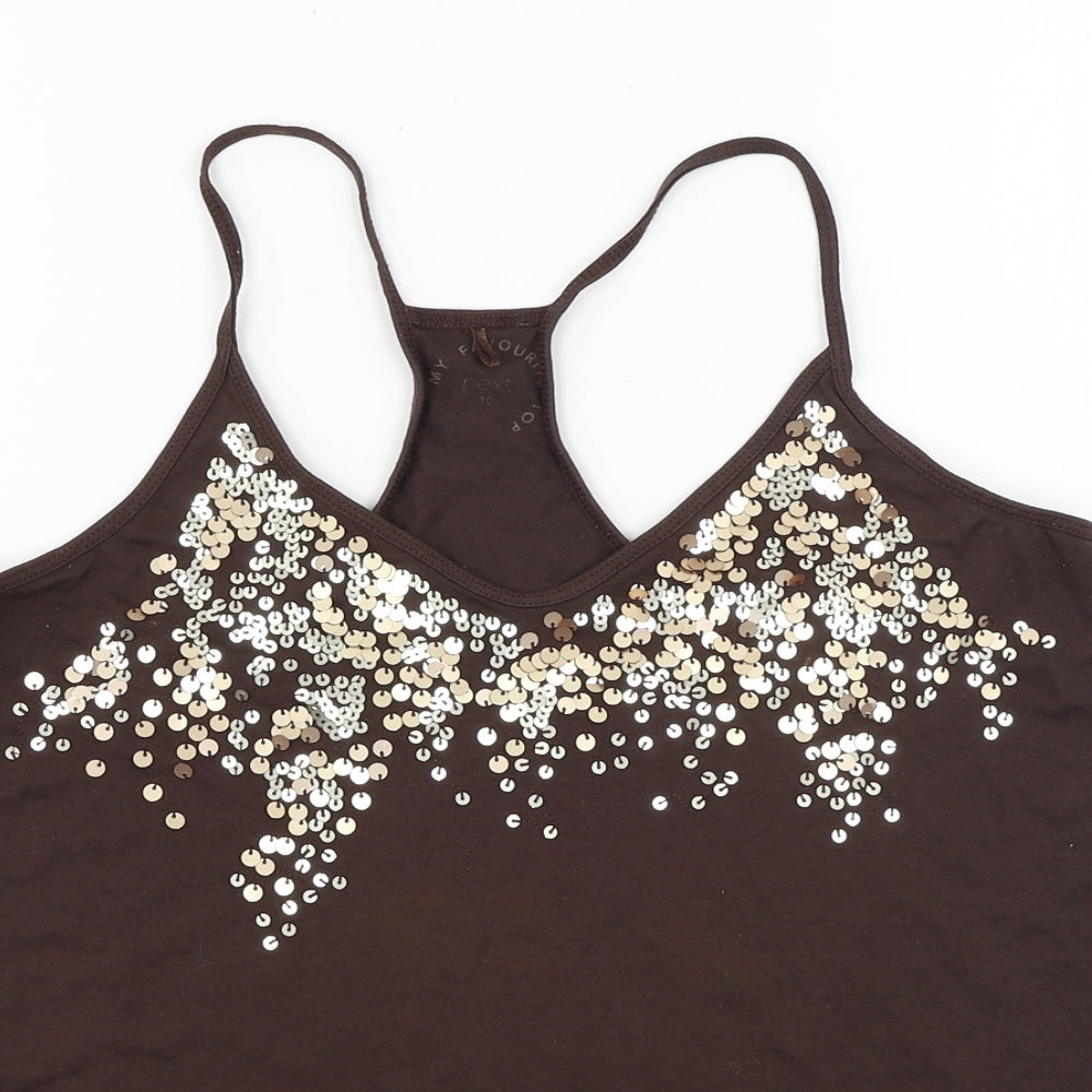 Womens UK Size 10 NEXT Brown Basic T-Shirt