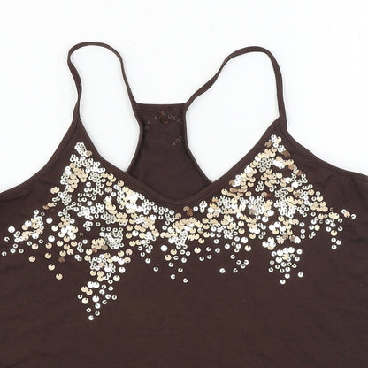 Womens UK Size 10 NEXT Brown Basic T-Shirt