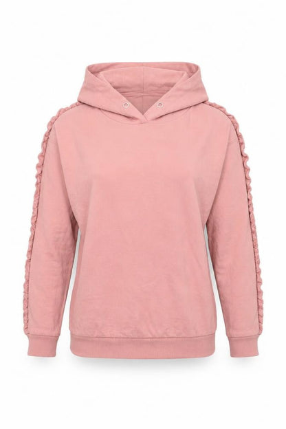 Front view of Select women’s pink pullover hoodie, size S