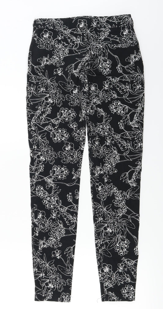 George  Womens Black Floral  Straight Jeans Size 8 L26 in