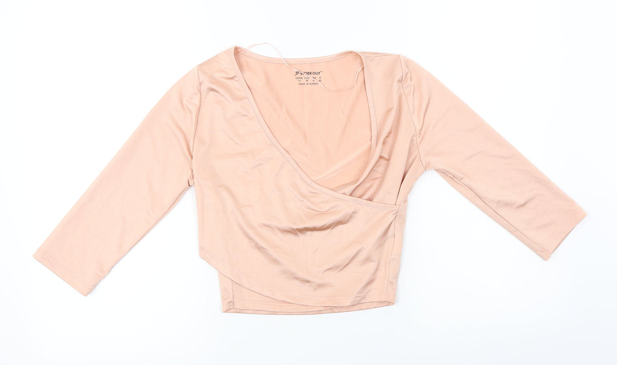 Additional front view of WorkOut women’s pink jumper, size UK 10