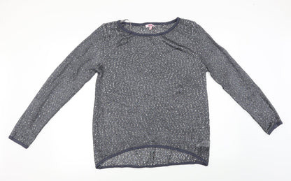 Front view of grace fashion women’s blue jumper, size UK 14