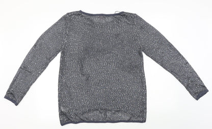 Back view of grace fashion women’s blue jumper, size UK 14