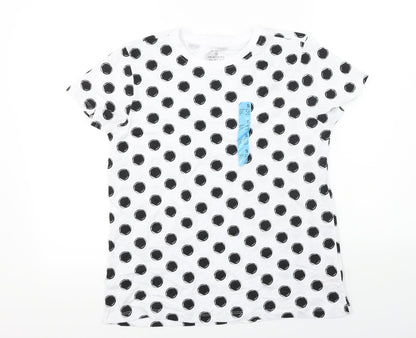 Primark  Womens White Polka Dot  Basic T-Shirt Size S