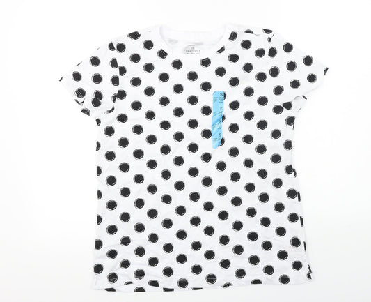 Primark  Womens White Polka Dot  Basic T-Shirt Size S