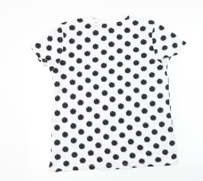 Primark  Womens White Polka Dot  Basic T-Shirt Size S