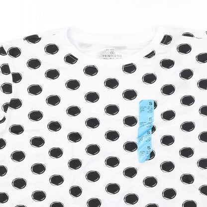 Primark  Womens White Polka Dot  Basic T-Shirt Size S