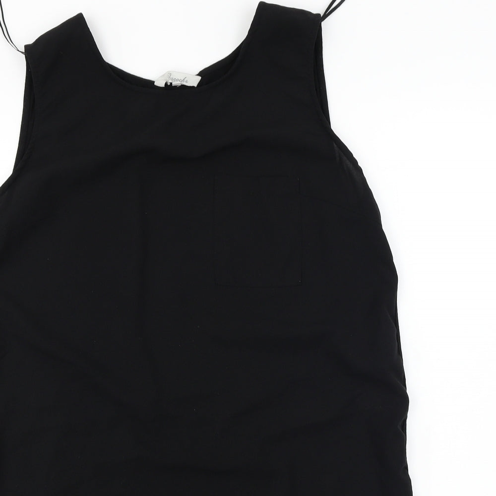 Womens UK Size 14 Peacocks Black Basic T-Shirt