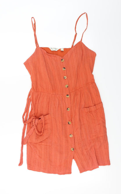 Womens UK Size 14 Miss Selfridge Orange Basic Button-Up