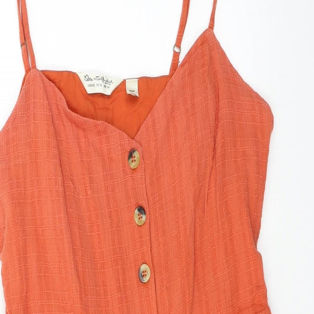 Womens UK Size 14 Miss Selfridge Orange Basic Button-Up