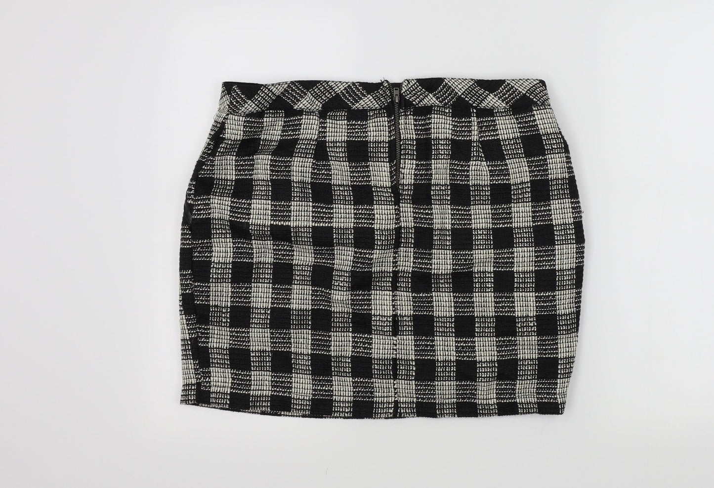 Gina Womens Black Check  A-Line Skirt Size 24 in