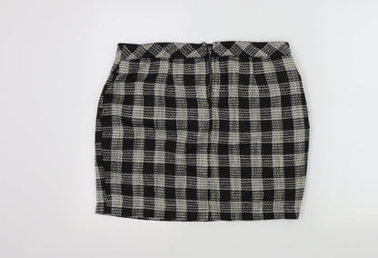 Gina Womens Black Check  A-Line Skirt Size 24 in