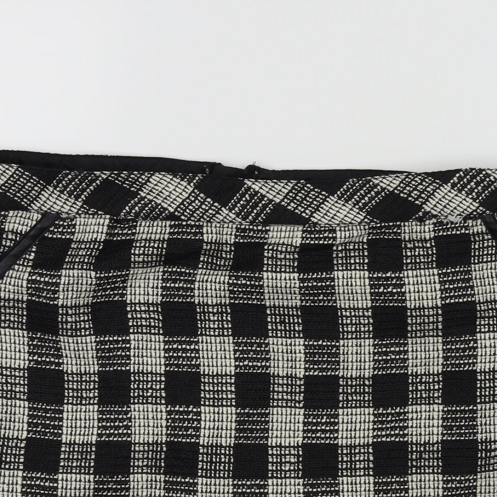 Gina Womens Black Check  A-Line Skirt Size 24 in