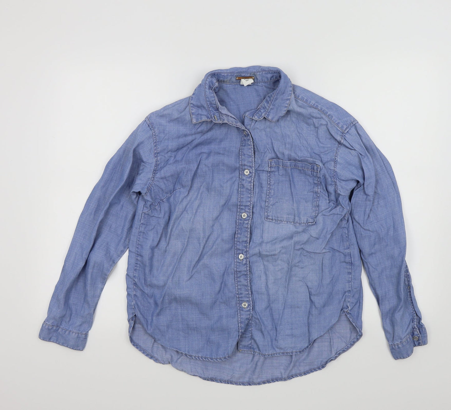 Denim Womens Blue   Basic Button-Up Size 8