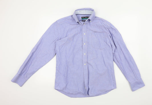 Mens UK Size 38 M&S Blue  Button-Up Long Sleeve Casual Shirt