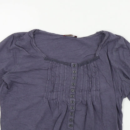 Womens UK Size 8 wrap Blue Basic T-Shirt