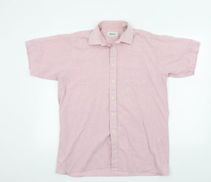 Mens UK Size M jonelle Pink  Button-Up Short Sleeve Casual Shirt