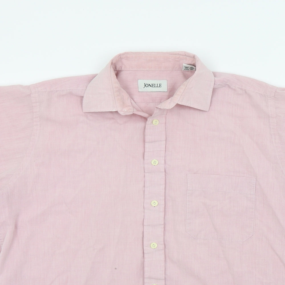 Mens UK Size M jonelle Pink  Button-Up Short Sleeve Casual Shirt