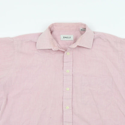 Mens UK Size M jonelle Pink  Button-Up Short Sleeve Casual Shirt