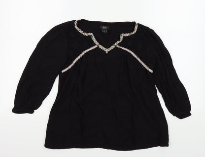 F&F Womens Black Colourblock  Basic Blouse Size 8