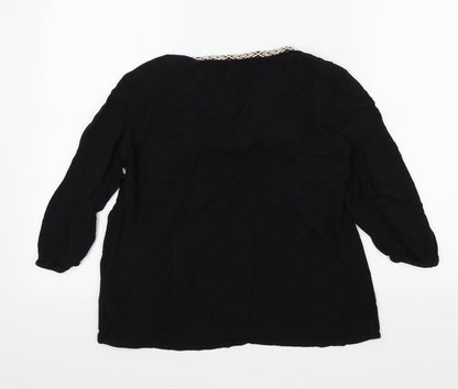 F&F Womens Black Colourblock  Basic Blouse Size 8