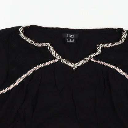 F&F Womens Black Colourblock  Basic Blouse Size 8