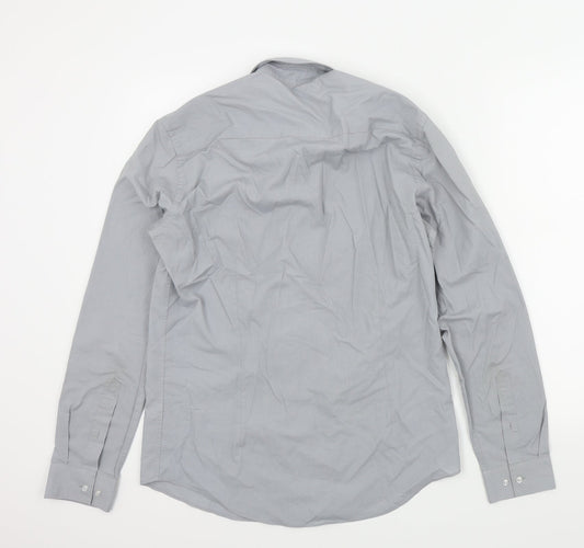 Taylor & Wright Mens Grey Colourblock   Button-Up Size S